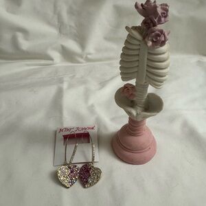 Betsey Johnson Heart Shaped Drop Earings